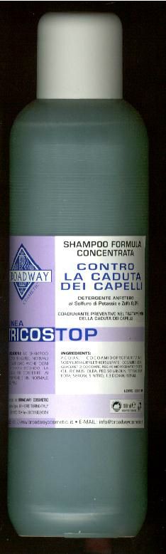  SHAMPOO  1000ml   
€.13,00

CONTRO  LA CADUTA DEI CAPELLI

ACQUA, SODIUM LAURIL ETHER SULFATE,

 COCAMIDOPROPYL BETAINE. COCAMIDE,

 POLYQUATEMIUM10,

 

CITRC ACID, PROPYLENE GLICO, SODIUM CL,

SUCROSE MONOLAURATE,

5 BROM 5 NITRO 1,3 DIOXAN, PARFUM.

LO SHAMPOO TRICOSTOP PER CAPELLI

NORMALI E’ STATO FORMULATO PER ESALTARE L’EFFETTO

BENEFICO DEI TRATTAMENTI  TRICOSTOP LOZIONE

ANTICADUTA. LA SUA CARATTERISTICA DI DETERGENZA

ANFOTERO GARANTISCE IL RINVIGORIMENTO DEI

CAPELLI ANCHE SOLO  NELLA FASE DI LAVAGGIO.

FAVORISCE LA PENETRAZIONE DI EVENTUALI LOZIONI

COSMETICHE  TRICOSTOP  ALLA CADUTA DEI CAPELLI.

Broadway cosmetic  s.a.s.

via  Rivette n°20,  cap.10073  Ciriè, fraz. Devesi Torino (Italy)

Tel.+390115369042.Tel.+390115505215.Fax.+3901109652027.