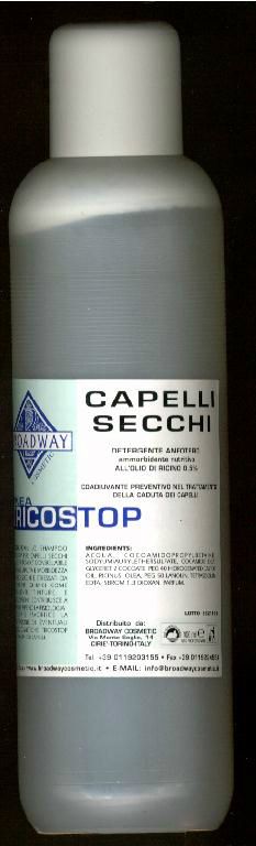 SHAMPOO 1000ml
€.13,00
 RICOSTRUZIONE

IMMEDIATA

PER  RISOLVERE IL  PROBLEMA DEI  CAPELLI  DISIDRATATI,

 SECCHI E  OPACHI, PER RENDERE  I  CAPELLI

IMMEDIATAMENTE  PETTINABILI  E PERFETTAMENTE  SANI.

IL  TRATTAMENTO TRICOSTOP  PER LA  RICOSTRUZIONE  DEI

 CAPELLI E’ COMPOSTO  DI  3  PRODOTTI. TRICOSTOP  

SHAMPOO  FLACONE DA  500 ML. ALLA  CAMOMILLA  E

ACIDO GLICOLICO 2%.  SI  PUO’  USARE  SEMPRE, 

SPECIALMENTE   PER  CAPELLI  TINTI, DECOLORATI,

SECCHI  O  MOLTO  ARRICCIATI  (NATURALI  O  PERMANENTATI).

SI  RACCOMANDA  L’USO  DI  DOSI MODERATE  MA

 CON  DUE  PASSAGGI DI  SHAMPOO  E  DUE  RISCIACQUI.

INGREDIENTI: ACQUA,GLICOLIC  ACID,

COCCOILAMIDOPROPILBETAINE,

SODIUMLAURILETHER  SULFATE, COCAMIDE  DEA,

POLIQUATERNIUM 40, PEG 50 LANOLIN,

CAMOMILLA RECUTITA, PARFUM, TRIETANOLOMINE, 5BROM

5NITRO  1,3 DIOXAN.

        

Broadway cosmetic  s.a.s.

via  Rivette n°20,  cap.10073  Ciriè, fraz. Devesi Torino (Italy)

Tel.+390115369042.Tel.+390115505215.Fax.+3901109652027.